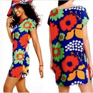 Marimekko Orange and Blue Floral mini dress